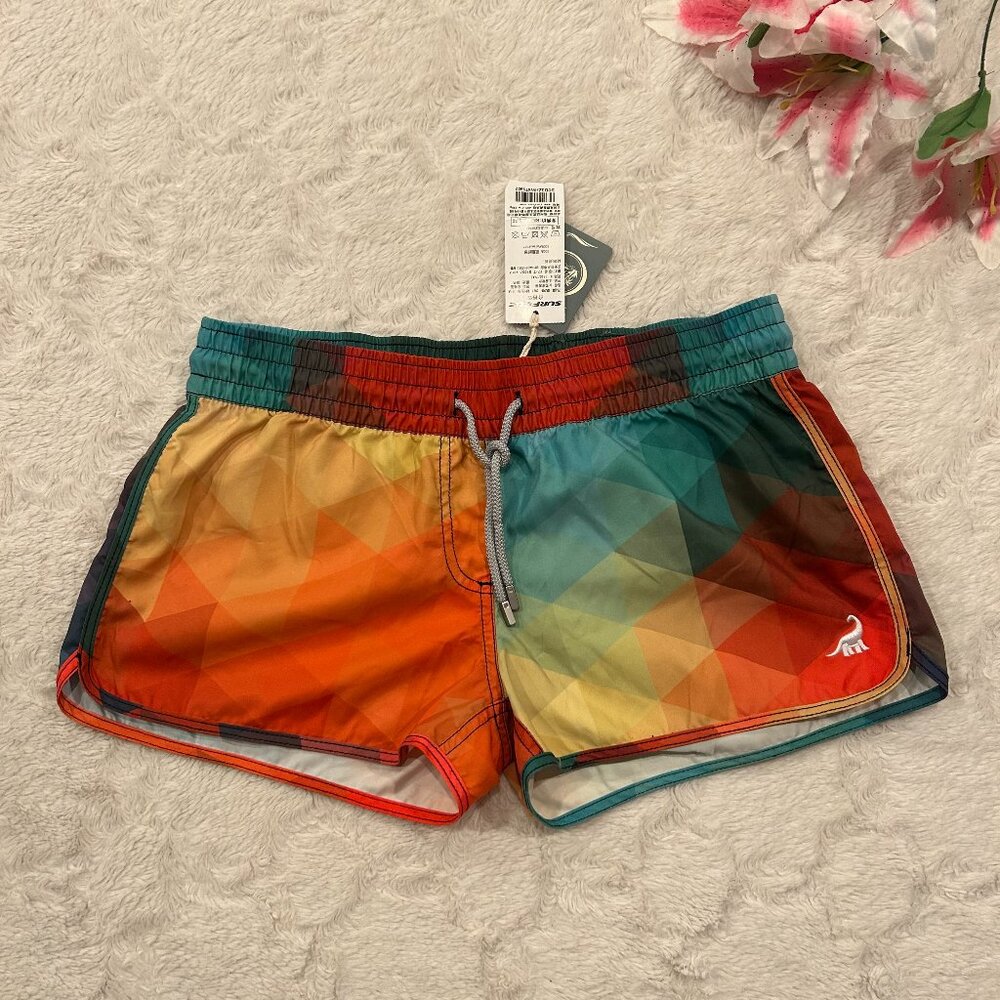 NWT Surf Cuz - Rainbow Diamond Pattern Board Shorts - M